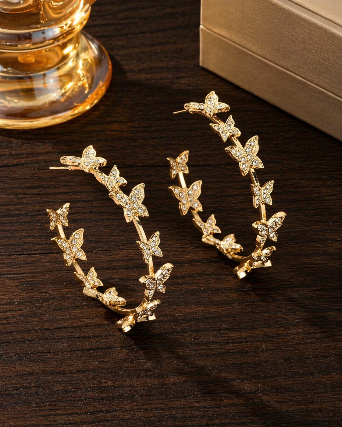 Rhinestone Butterfly Hoop Earrings for Women – Sparkling Crystal Fashion Jewelry by Andkiss