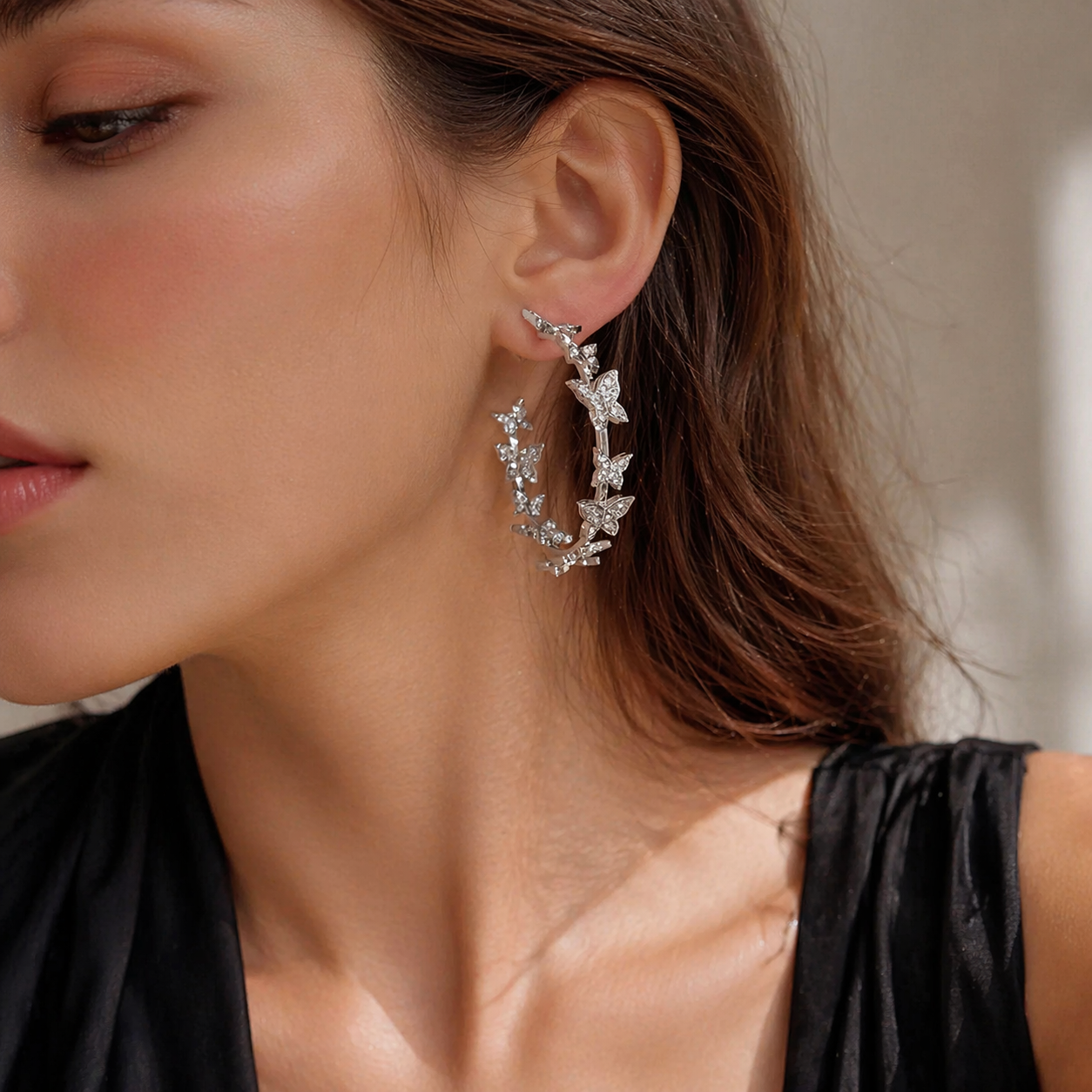 Rhinestone Butterfly Hoop Earrings for Women – Sparkling Crystal Fashion Jewelry by Andkiss
